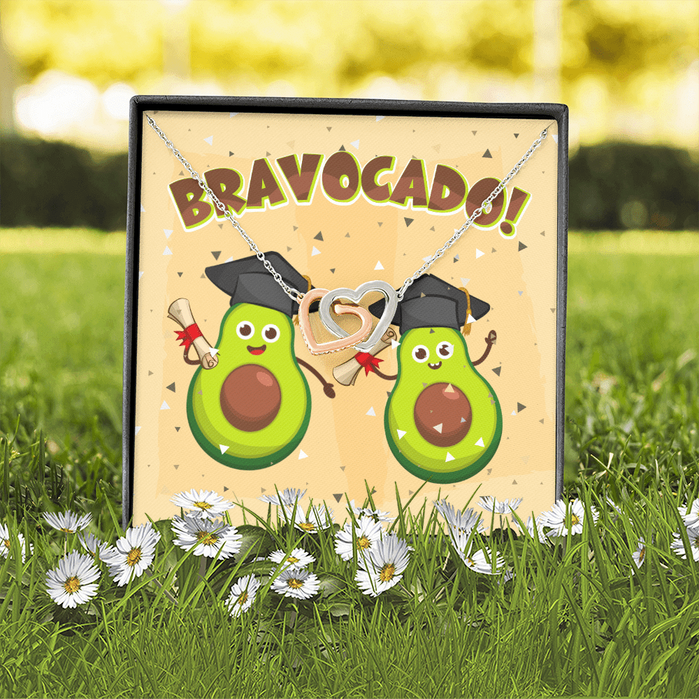 Bravocado Avocado Graduation Graduate Interlocking Hearts Pendant Necklace - College High School Jewelry Gift