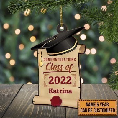Congratulations Class Of Personalized Graduation Hat Custom Shaped Wooden Christmas Ornament