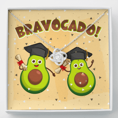 Bravocado Avocado Graduation Graduate Love Knot Necklace - College High School Graduation Jewelry Gifts - Love Knot Necklace