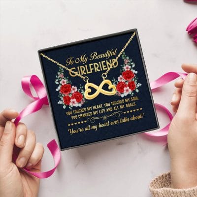 Alternative view of To My Beautiful Girlfriend You Touch My Heart You Touch My Soul Valentine Day Infinity Heart Pendant Necklace