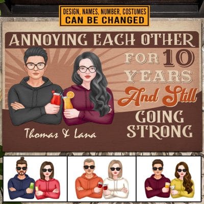 Personalized Couple Annoying Each Other For Years And Still Going Strong House Doormat - Outdoor Indoor Doormat