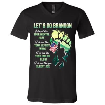 1 HG UU TIEN. Bigfoot Let's Go Brandon (6), Black, V-Neck T-Shirt