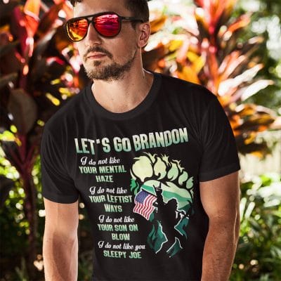 Alternative view of Bigfoot Let's Go Brandon I Do Not Hate Your Mental Haze I Do Not Like You Sleepy Joe Anti Biden T-shirt - V-neck