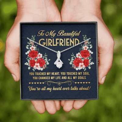To My Beautiful Girlfriend You Touch My Heart You Touch My Soul Valentines Day Alluring Beauty Necklace