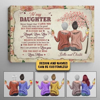 To My Daughter Never Forget That I Love You Personalized Mother And Daughter Framed Canvas Print - Wall Art - Poster