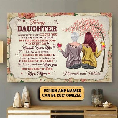 Alternative view of To My Daughter Never Forget That I Love You Personalized Mother And Daughter Framed Canvas Print - Wall Art - Poster