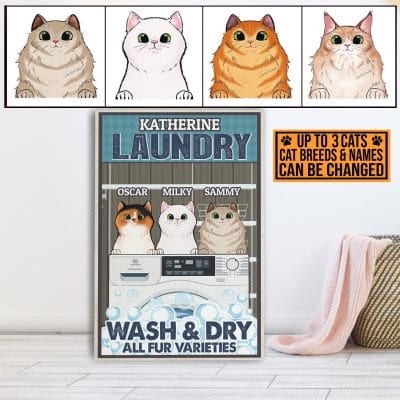 Alternative view of Personalized Cat Breeds Laundry Wash And Dry All Fur Varieties Canvas Prints - Unframed Poster