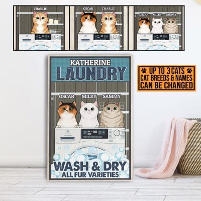 Personalized Cat Breeds Laundry Wash And Dry All Fur Varieties Canvas Prints - Unframed Poster