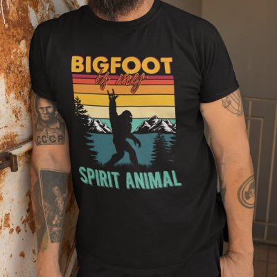 Alternative view of Bigfoot Is My Spirit Animal Vintage T-Shirt - Bigfoot Lover Shirt