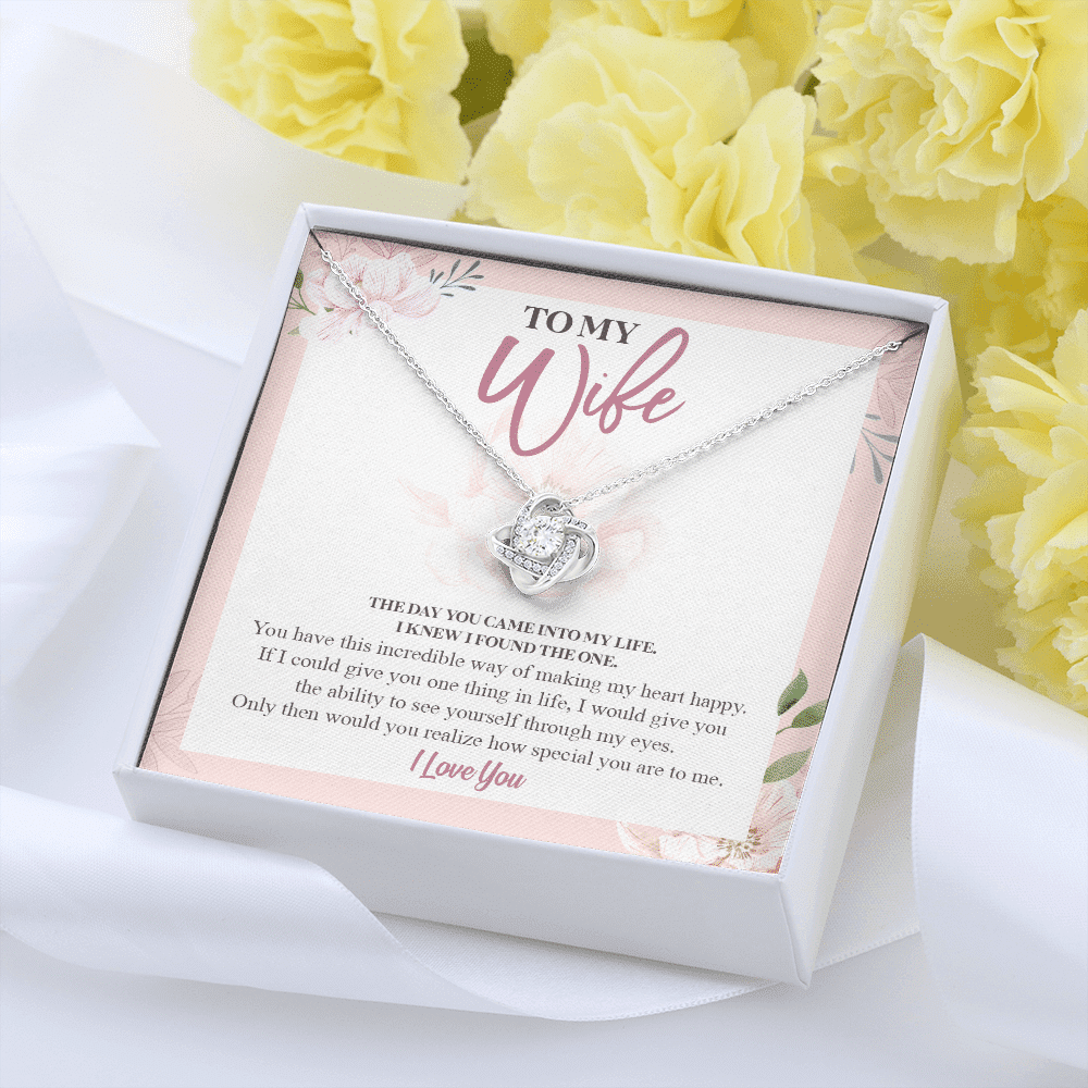 To My Wife The Day You Came Into My Life I Knew I Found The One Love Knot Pendant Necklace