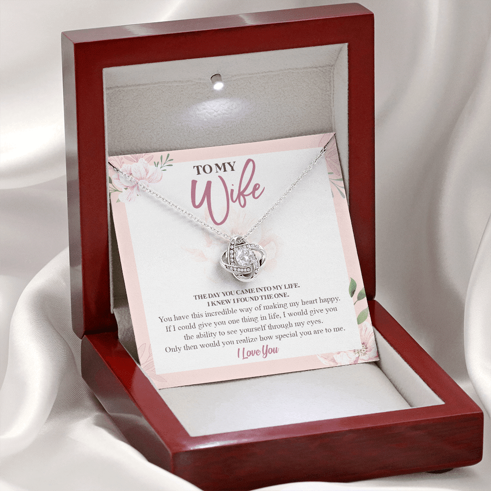 To My Wife The Day You Came Into My Life I Knew I Found The One Love Knot Pendant Necklace