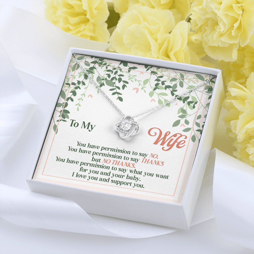 To My Wife You Have Permission to Say No Love Knot Pendant Necklace To My Wife You Have Permission to Say No Love Knot Pendant Necklace