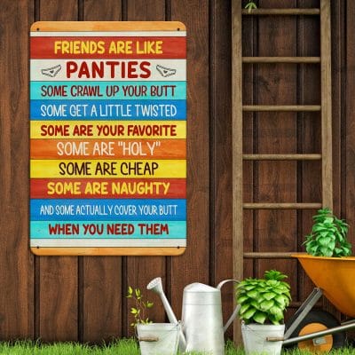 Alternative view of Friends Are Like Panties Some Crawl up Your Butt Funny Decorative Metal Sign