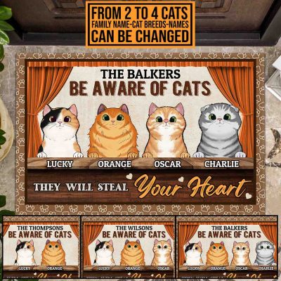 Personalized Cat Breeds Be Aware Of Cats They Will Steal Your Heart House Doormat - Outdoor Indoor Doormat