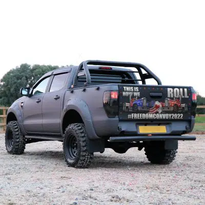 Alternative view of This Is How We Freedom Convoy 2022 Truck Tailgate Decal Sticker Wrap - Vinyl Graphic Decal Bumper Sticker