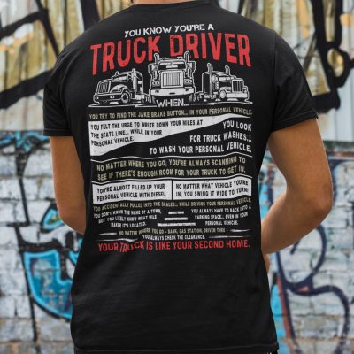 Alternative view of You Know You're a Truck Driver Retro Print On Back T-Shirt - Hoodie - Sweatshirt - Long Sleeve Shirt - Gift for Truck Drivers