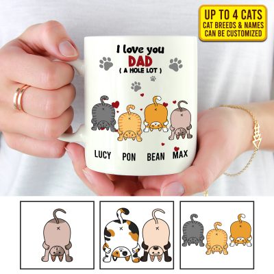 I Love You A Hole Lot Funny Personalized Cat Coffee Mug - Travel Bottle - Gifts For Cat Lovers