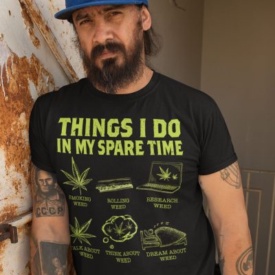Alternative view of Weeds Things I Do In My Spear Time Funny Cannabis Marijuana T-shirt - V-neck