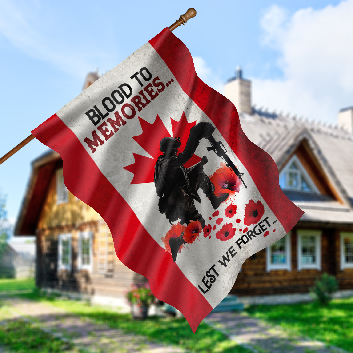 2O. Blood To Memories -30x40 House Flag Mockup 5