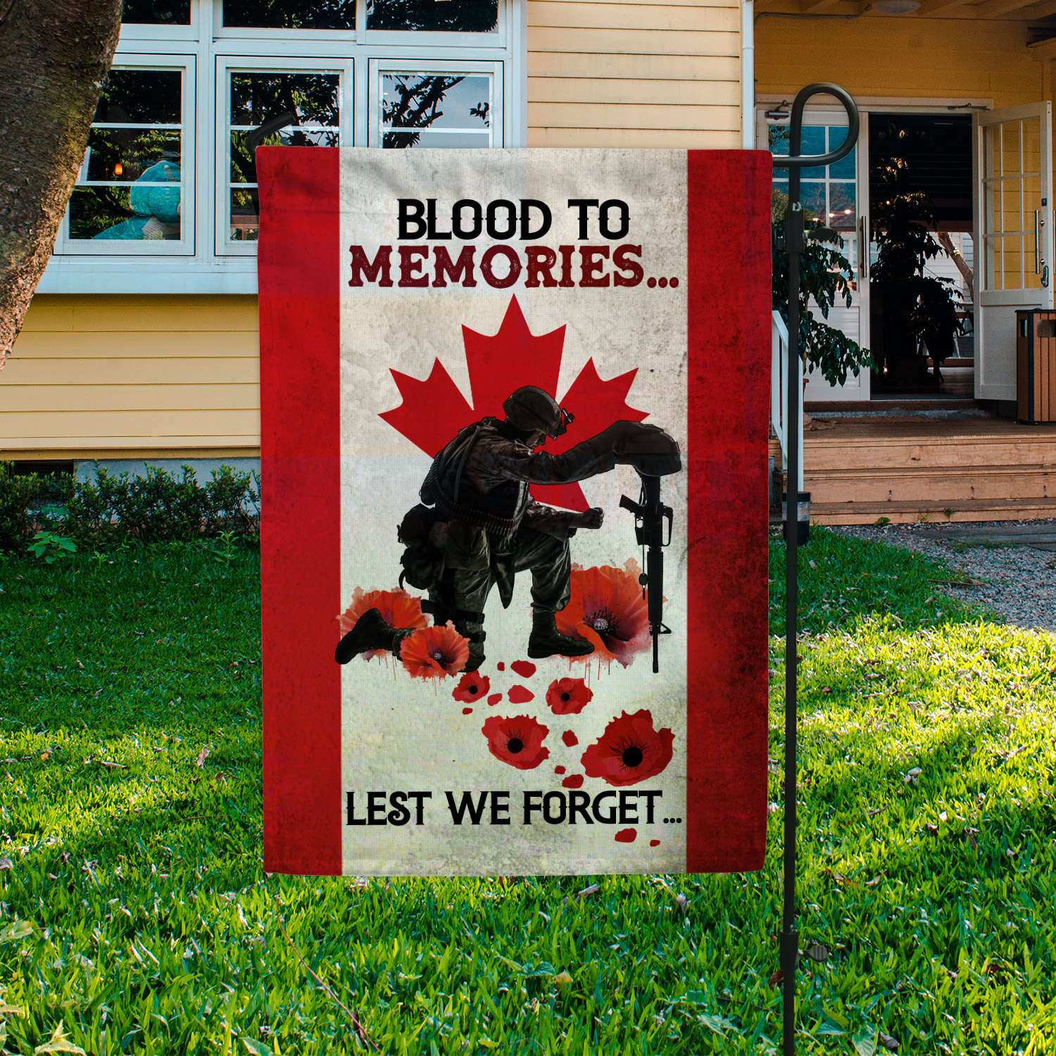 2O. Blood To Memories -30x40 Garden Flag Mockup 3