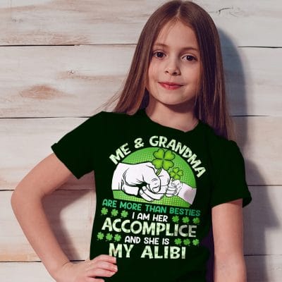 Alternative view of Me And Grandma Are More Than Besties I Am Her Accomplice And She Is My Alibi Funny Irish Youth T-Shirt