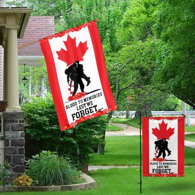 Alternative view of Blood To Memories Lest We Forget Poppies Flower Remembrance Outdoor House Flag - Home Garden Flag