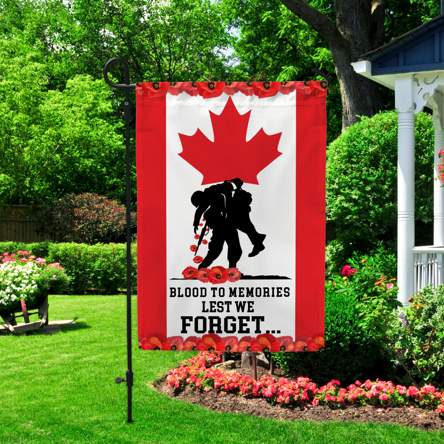 2VT. Blood To Memories Garden Flag Mockup 2