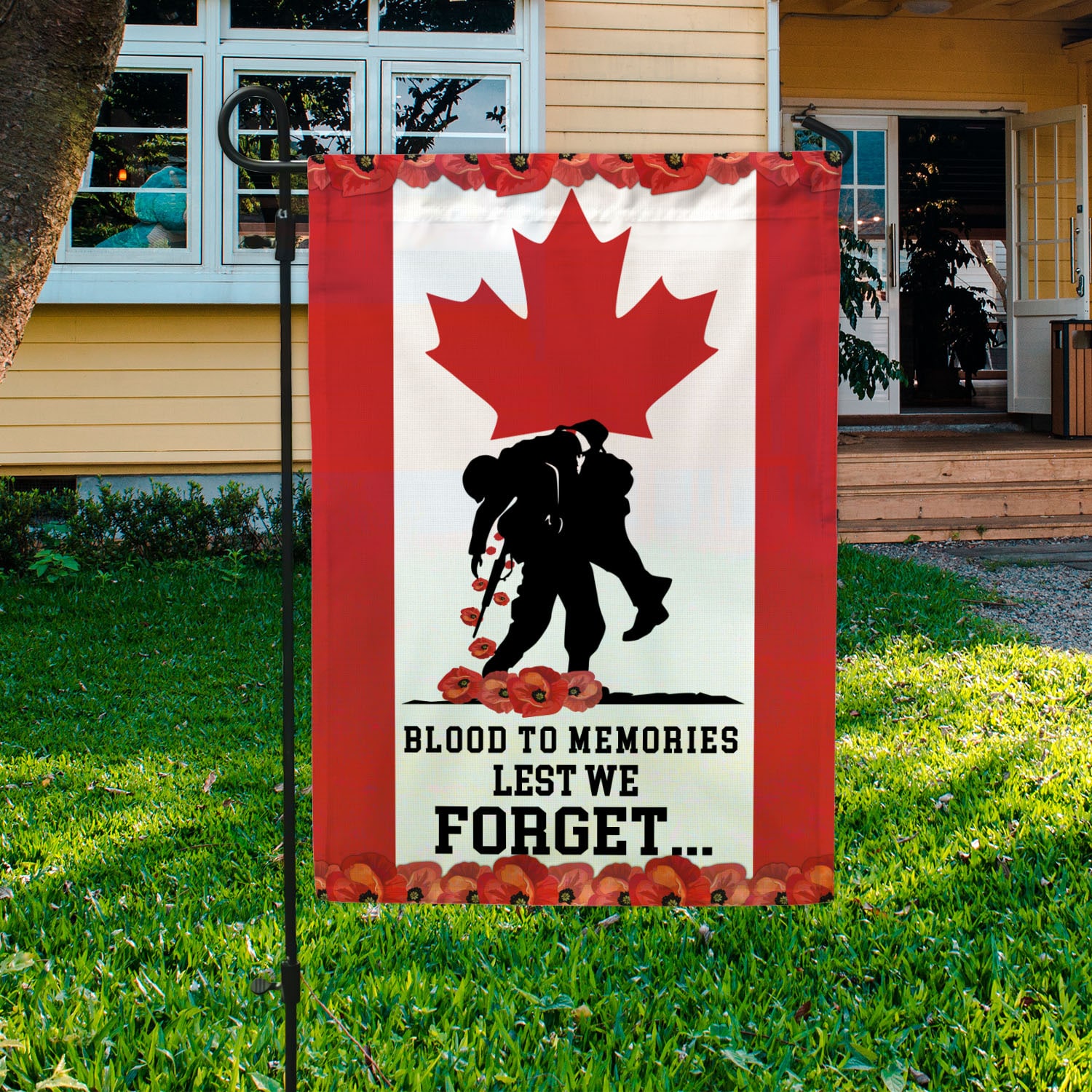 2VT. Blood To Memories Garden Flag Mockup 3