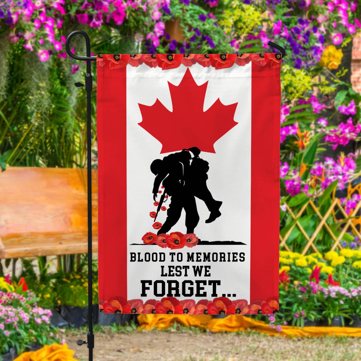 2VT. Blood To Memories Garden Flag Mockup 4