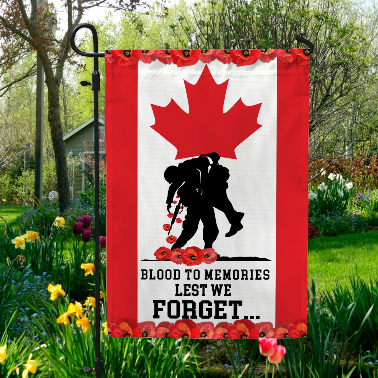 2VT. Blood To Memories Garden Flag Mockup 5