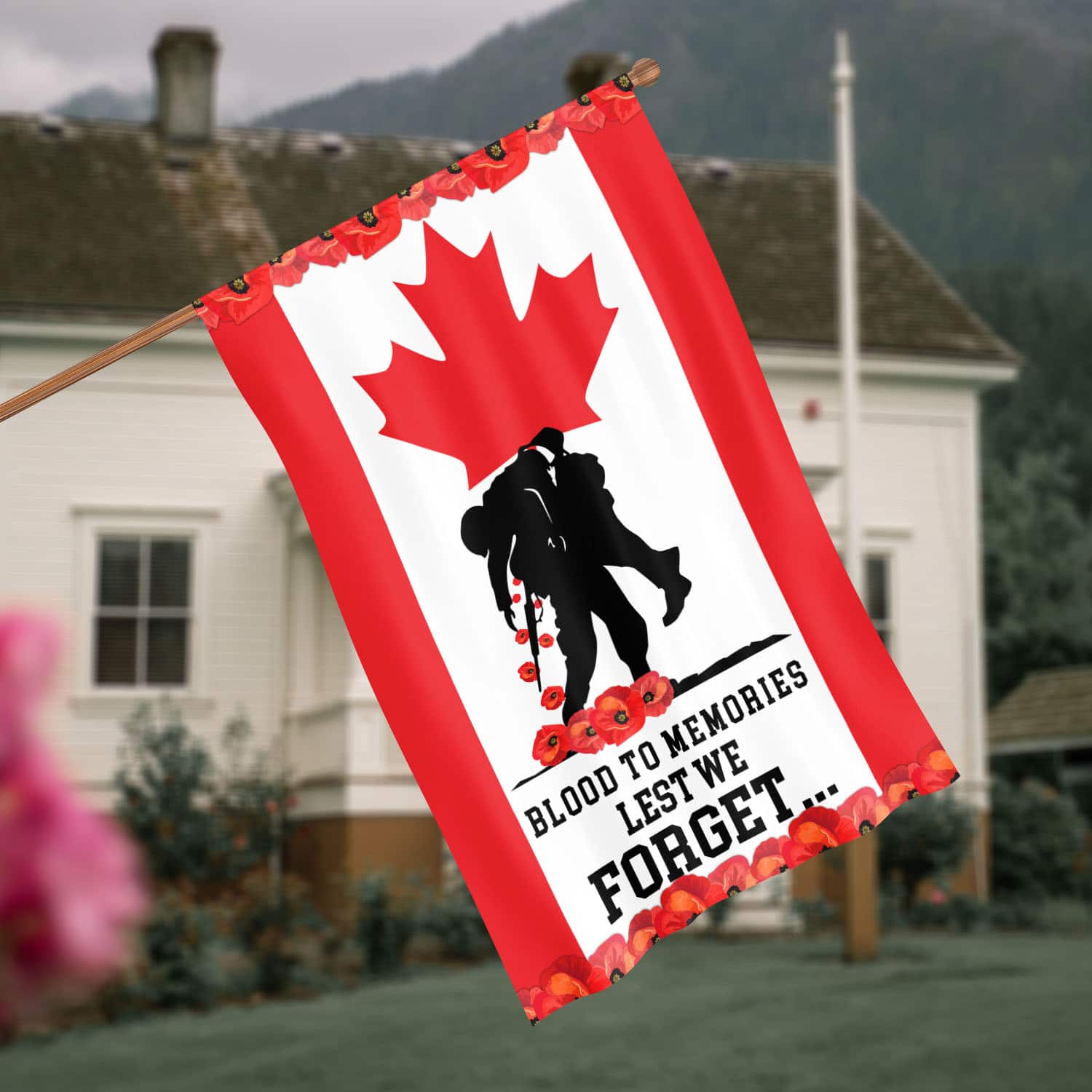 2VT. Blood To Memories House Flag Mockup 4