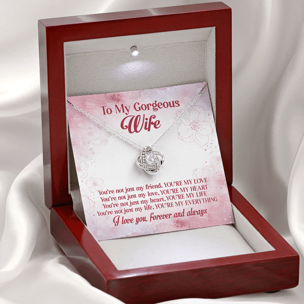 To My Gorgeous Wife You're Not Just My Friend You're My Love You're My Everything Love Knot Necklace