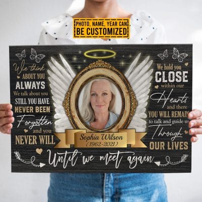 Alternative view of Custom Photo We Think About You Always Personalized Memorial Framed Canvas Prints - Unframed Poster