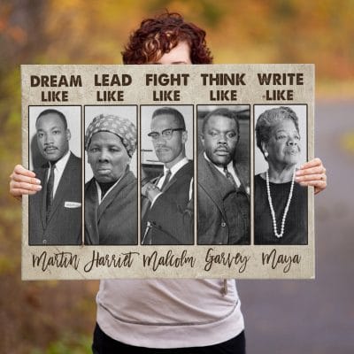Dream Like Martin Lead Like Harriet Fight Like Malcolm Gallery Wrapped Canvas Print - Home Decor Wall Art - Poster