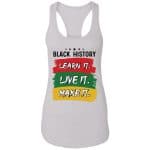 learn 6, White, Ladies Racerback Tank