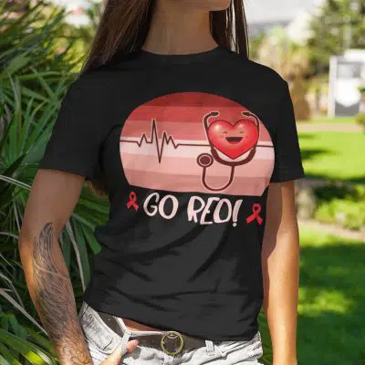 Alternative view of Go Red Tee Heart Health Month T-Shirt Heart Disease Awareness Gifts