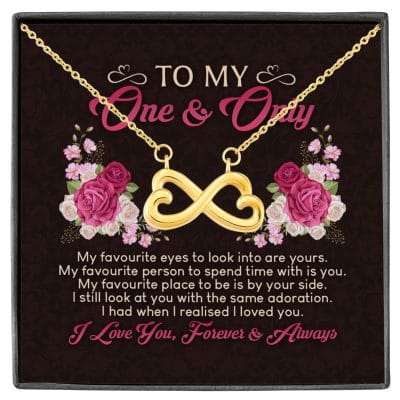 To My One And Only My Favorite Eyes To Look Into Are Yours Valentines Infinity Heart Pendant Necklace