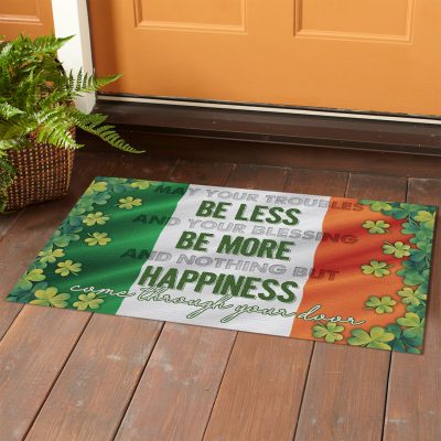 Alternative view of May Your Troubles Be Less Happy Greetings St. Patrick's Day Irish Flag Shamrock Outdoor Indoor Doormat