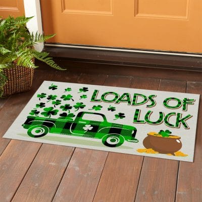 Alternative view of Loads Of Luck Lucky Clover Shamrock Truck St. Patrick's Day Holiday Outdoor Indoor Doormat