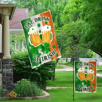 Alternative view of Eat Drink Be Irish Beer Mugs Shamrock St. Patrick's Day Outdoor Indoor Garden Flag - House Flag - Wall Flag