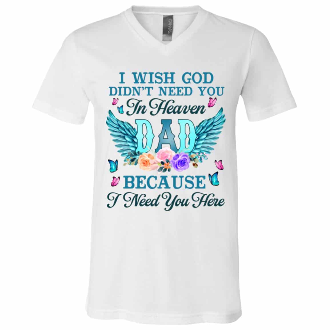 dad 1, White, V-Neck T-Shirt dad 1, White, V-Neck T-Shirt