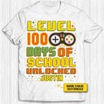 Personalized 100 Days Of School Unlocked Funny Video Gamer Student T-Shirt For Kids