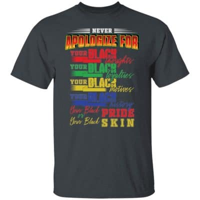 Never Apologize For Your Black, Dark Heather, Unisex T-Shirt