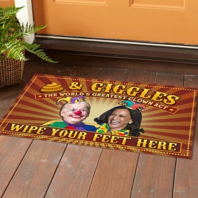 Alternative view of Shit And Giggles The World's Greatest Clown Act Funny Biden Kamala House Doormat - Outdoor Indoor Doormat