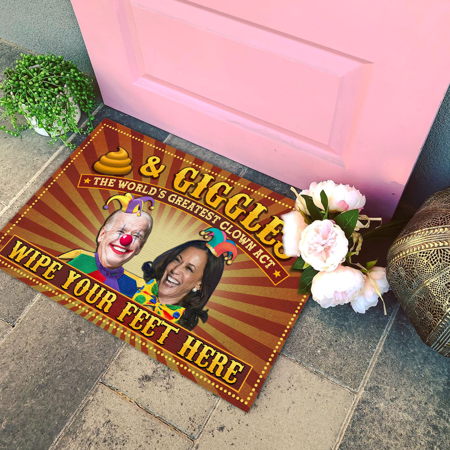 4VT. Shit And Giggles Biden Harris Doormat Doormat mockup 4