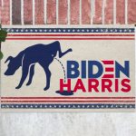 Dog Peeing On Biden Harris Funny House Doormat - Outdoor Indoor Doormat