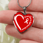 I Wear Red To Fight Heart Disease Necklace Heart Disease Awareness Gifts Heart Pendant Necklace - Bangle