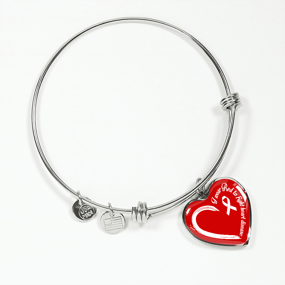 I Wear Red To Fight Heart Disease Necklace Heart Disease Awareness Gifts Heart Pendant Necklace - Bangle