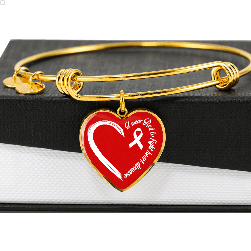 I Wear Red To Fight Heart Disease Necklace Heart Disease Awareness Gifts Heart Pendant Necklace - Bangle