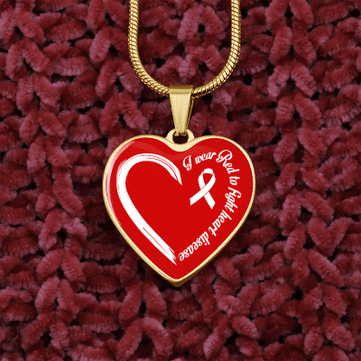 I Wear Red To Fight Heart Disease Necklace Heart Disease Awareness Gifts Heart Pendant Necklace - Bangle
